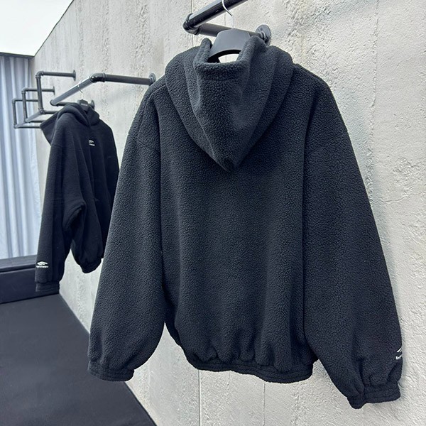 バレンシアガ ロゴ パーカー 偽物 hooded fleece jacket with hood Black 810113TQQ02